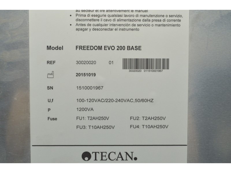 Tecan Freedom EVO 200 Liquid Handler w/ Air LiHa Span-8, MCA-96, ROMA Gripper, PosID Scanner